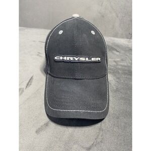 Chrysler Hat Cap Strap Back Black Auto Car Casual Outdoor Dad Logo Spell Out NEW